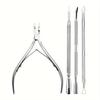 1/4pcs Cuticle Nippers And Cutter Kit,Toenail File,Nail Polish Remover,Cuticle Pusher Trimmer,Stainless Steel Manicure Tools