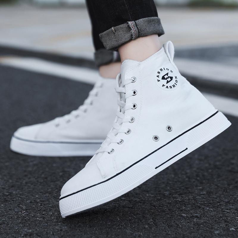 Board Shoes Men's Spring New Fashion Trend Casual Shoes Young and Young High-top Soft-soled Lightweight Breathable Canvas Shoes