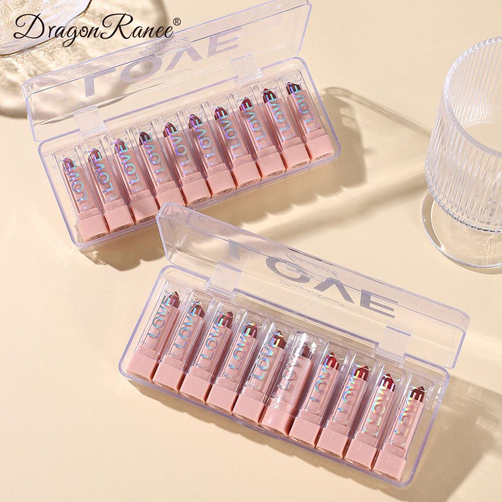 Dragon Ranee 10 Skin -colored Mini Lip Lip Box Suits Matte Small Fog Surface Red Suite Box