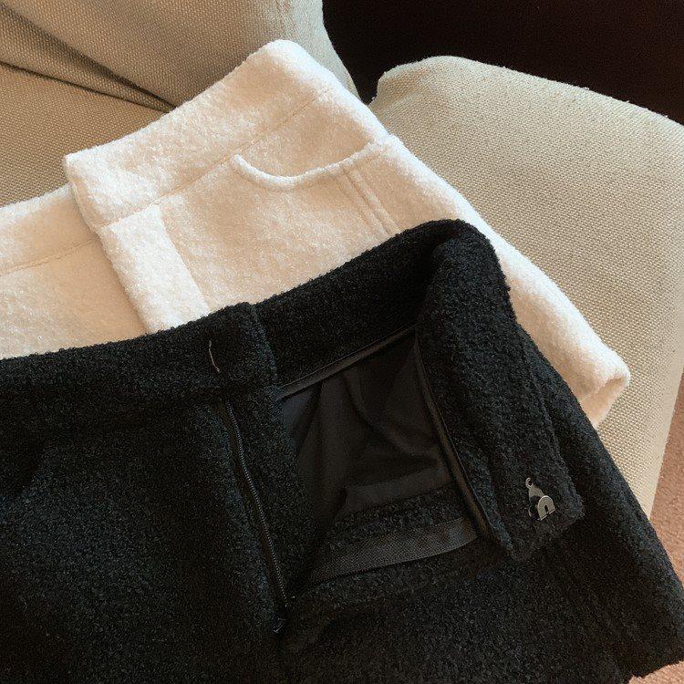 Women's High-Waisted White Tweed Wide-Leg A-Line Shorts for Spring and Autumn