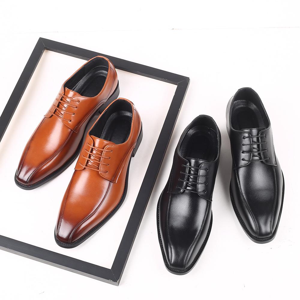 New Designer British Fashion Black Lace Up Pointed Shoes Flat For Men Dress Formal Wedding Prom Oxford Zapatos Hombre