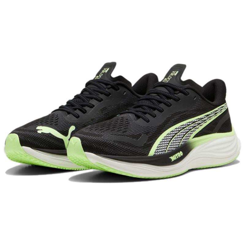 PUMA Velocity Nitro 3 Stylish Comfort Slip-resistant Wear-resistant Low-top Casual Running Shoes Men Black Green 377748-14