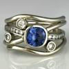 Vintage Inlaid Blue CZ Women's Ring Dazzling CopperColor Geometry Daily Wear Party Jewelry Anniversary Gift