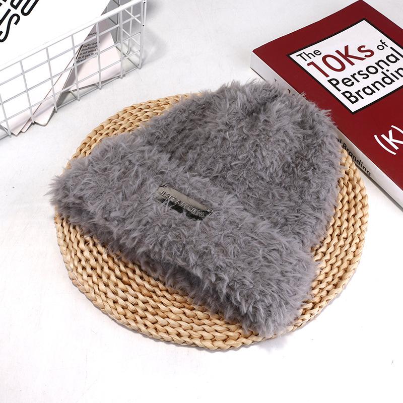 Wool Hats for Autumn and Winter Women's Versatile Knitted Headbands Show Face Small Warm Plush Cold Hat Big Head Circumference Piles of Hats