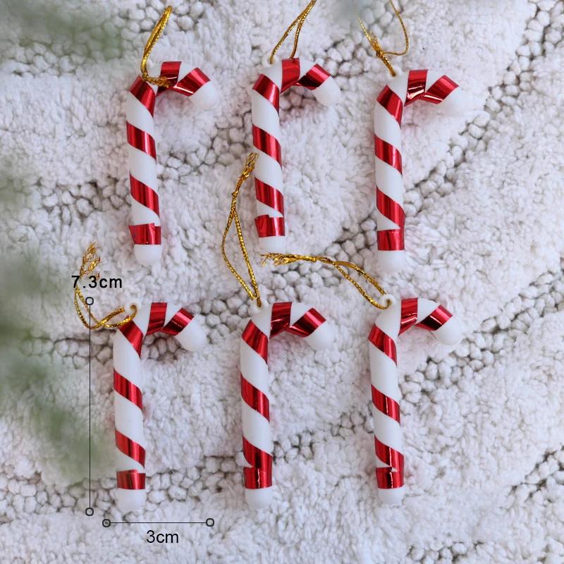 Christmas Ornaments Christmas Tree Pendants Candy Lollipop Santa Claus Crutches Plastic Toy New Year Party Hanging Decoration