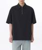 Crease Relaxed Half Zip-Up Shirt [Black]