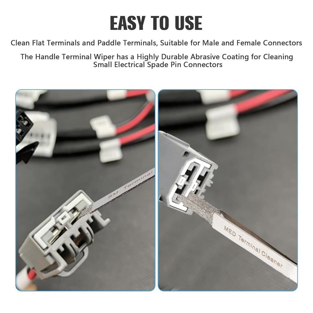 Akozon Terminal Cleaning Tool, 3PCS Metal Terminal Cleaner Set Electrical Cleaner For Small Electrical Spade Pin Connector