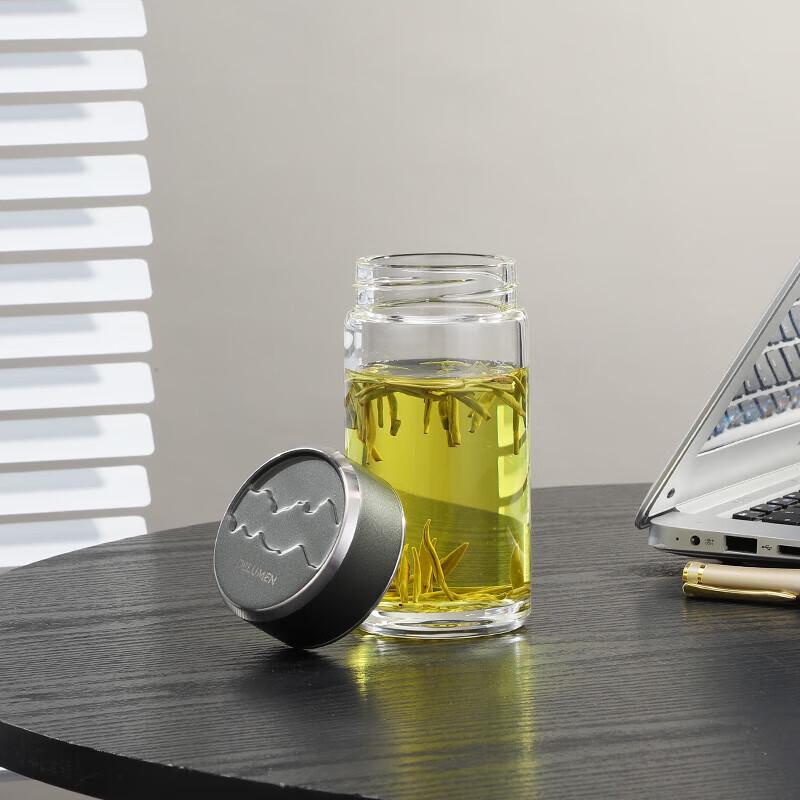 

DeLuman 315ml High Borosilicate Glass Cup with Landscape Alloy Lid