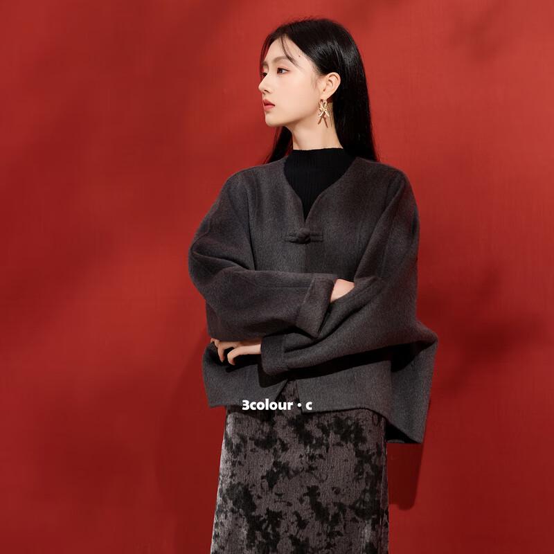 

Sancai Женское короткое двустороннее пальто из шерстяной смеси L