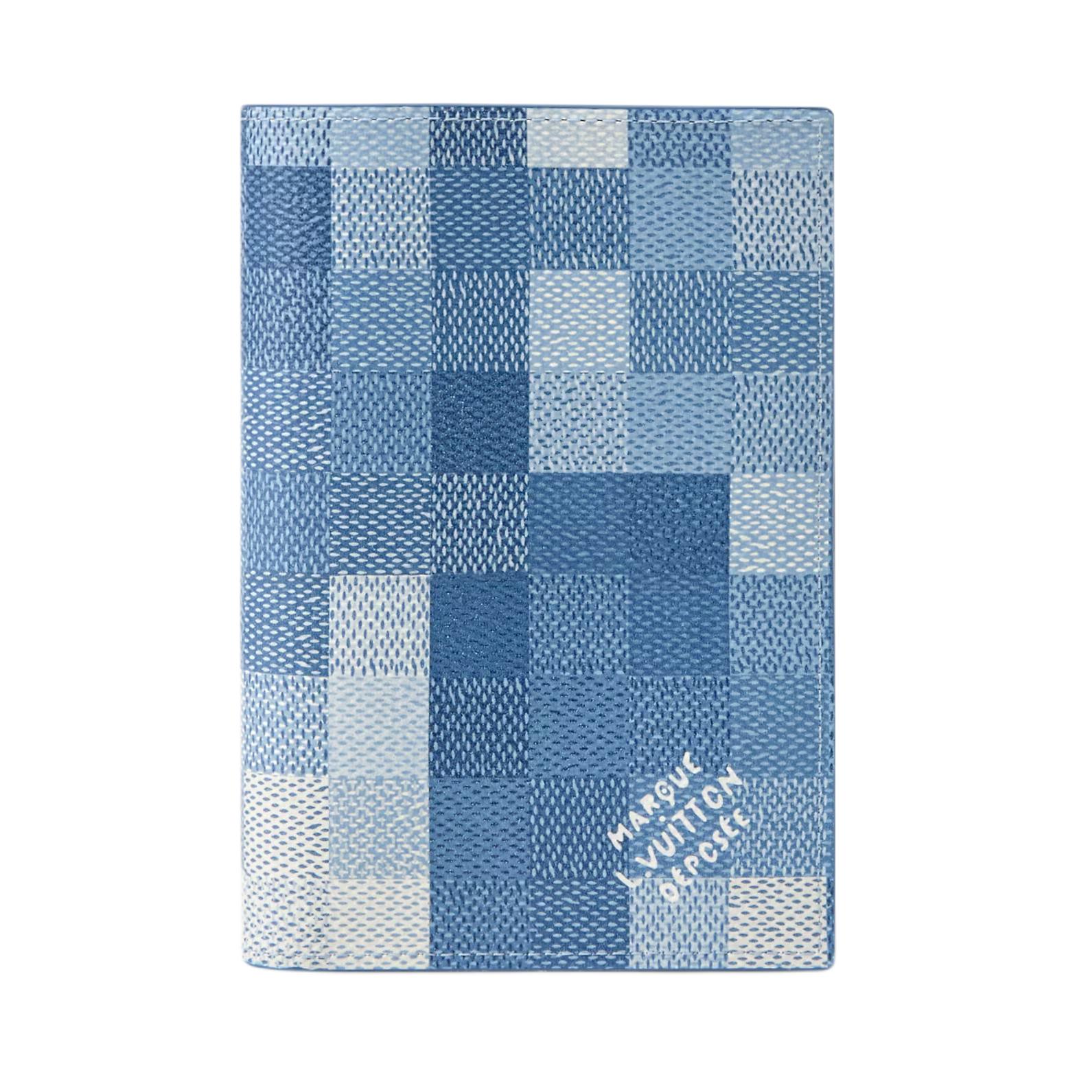 

Louis Vuitton Damoflage Check Print Logo Passport Holder Men accessories Indigo M28616 Gift Set(Basic Set+Box+Shopping Bag)