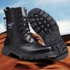 Men's Spring & Autumn Outdoor Combat Boots: Special Forces-Inspired, Hook & Loop, Waterproof, Wear-Resistant, High-Top Military Martin Work Boots.