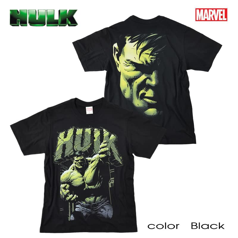 EVERSOUL Marvel Short Sleeve T-Shirt, Hulk, Avengers, Captain America, Venom, American Comic Character Goods, Gift, Men's, Black, XL [Parallel Import]