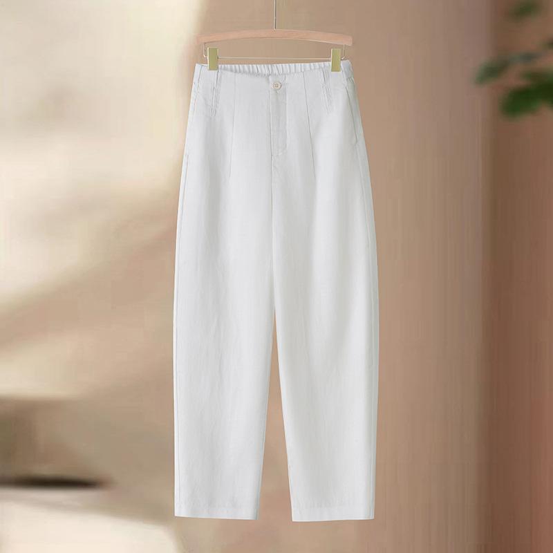 Fashionable nine-point all-match linen harem pants for women, summer 1116, thin high-waisted loose nine-tenth straight carrot pants