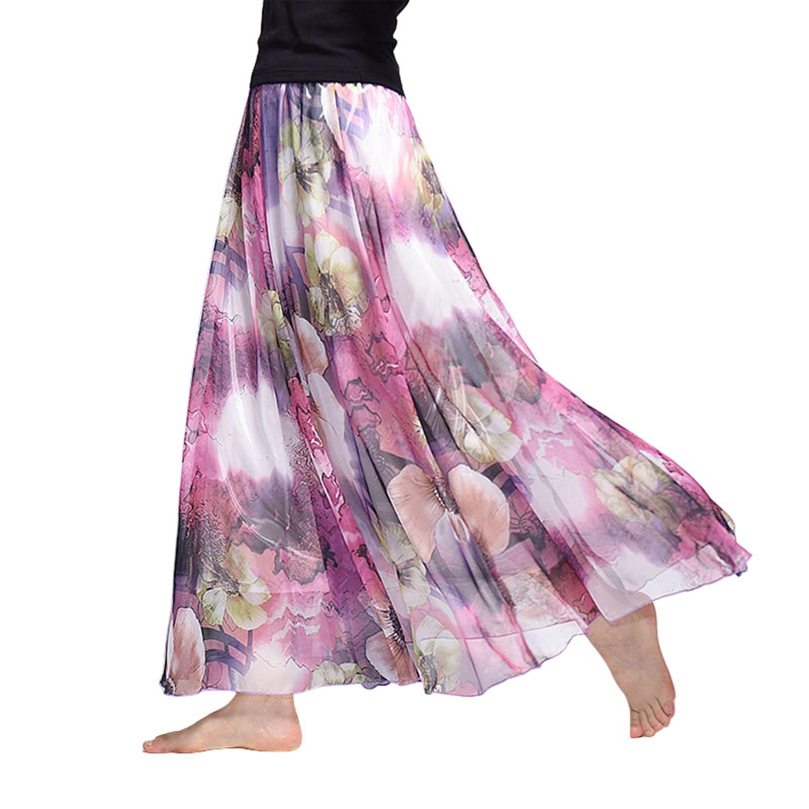 

Женское длинное платье с большой подвеской, пляжная цветочная шифоновая юбка L