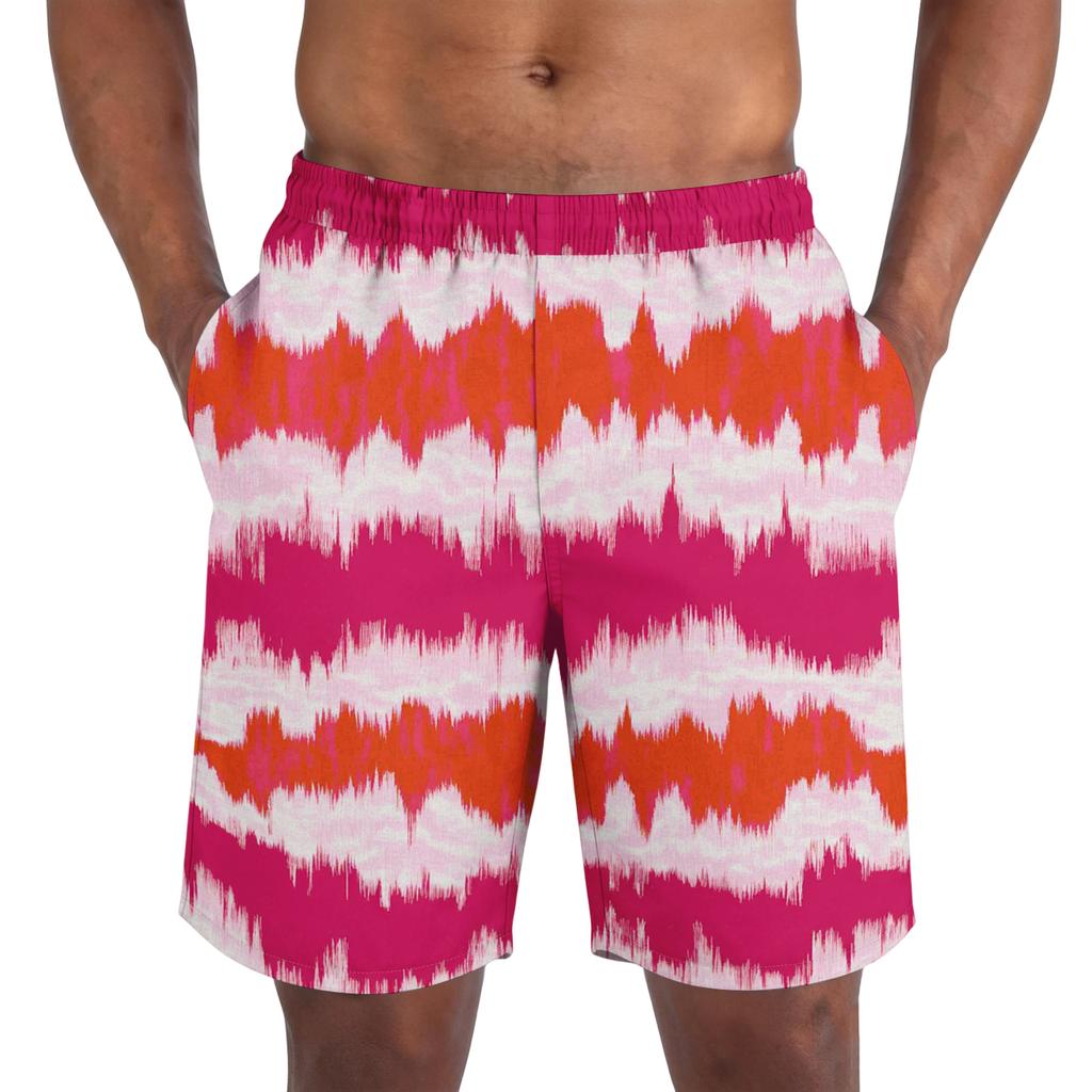 Herren Freizeitshorts mit elastischem Bund, Batikdruck, lockere Passform, leichte Sommer-Strandbekleidung für den täglichen Gebrauch
