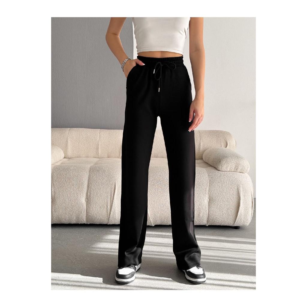 Women's Trend With Plenty Of Trotting Modal Fabric Tracksuit Six Double Pockets Wide Leg Sides With White Lane