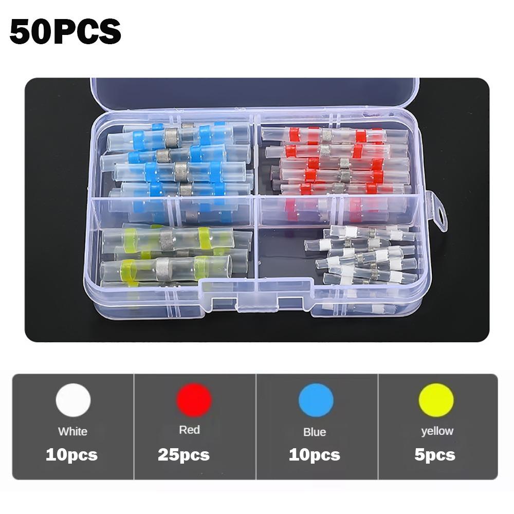 

Коробка Термозбіжна муфта Водонепроникна Термозбіжна муфта з припоєм З єднувач для проводів Клема для електропроводки 50pcs