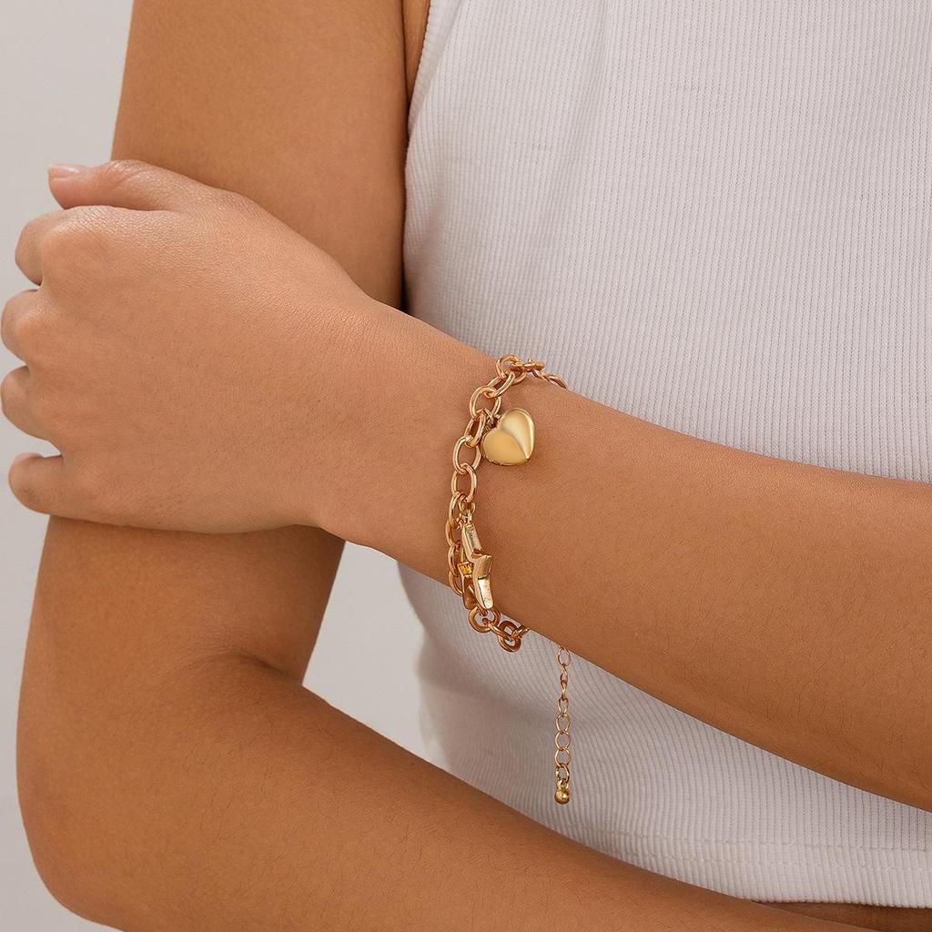 European & American Hollow Star Heart Alloy Bracelet - Summer Collection for Women