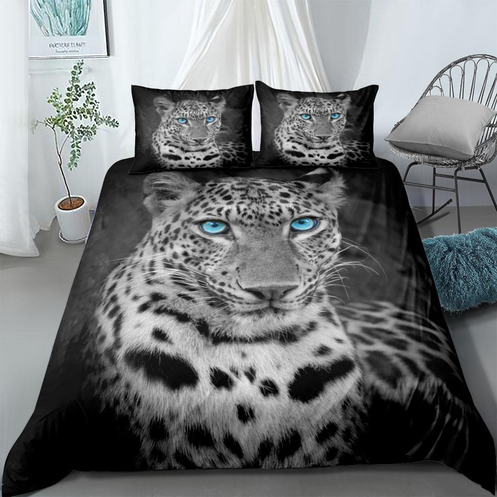 Running Snow Leopard Duvet Cover Set Uk Single Double Queen Us Twin Full King Size Pkm Bed Linen Set