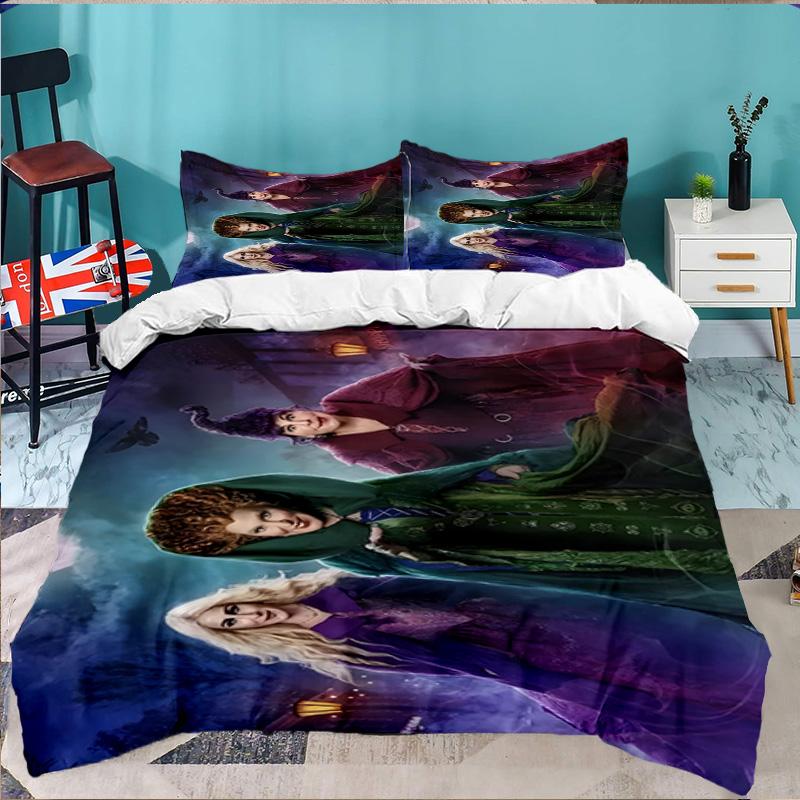 Pocus Halloween Magic 3pcs Bedding Set,Including 1pc Duvet Cover And 2pcs Pillowcases Perfect Gift for Christmas,Ideal for Bedroom, Dormitory