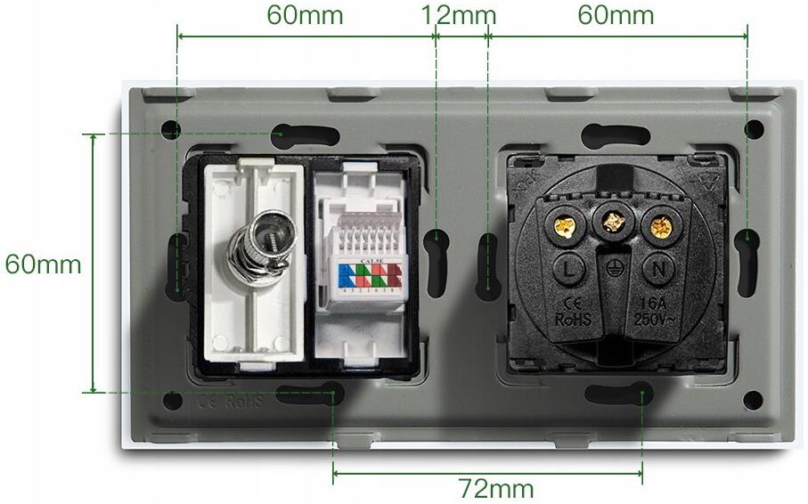 230V white insert socket with switch RTX SH