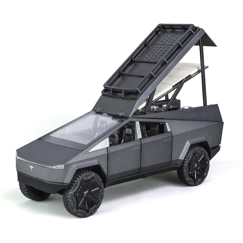 1/24 Tesla Cybertruck Camping RV Alloy Die Cast Toy Car Model Sound and Light Children's Toy Collectibles Birthday Gift