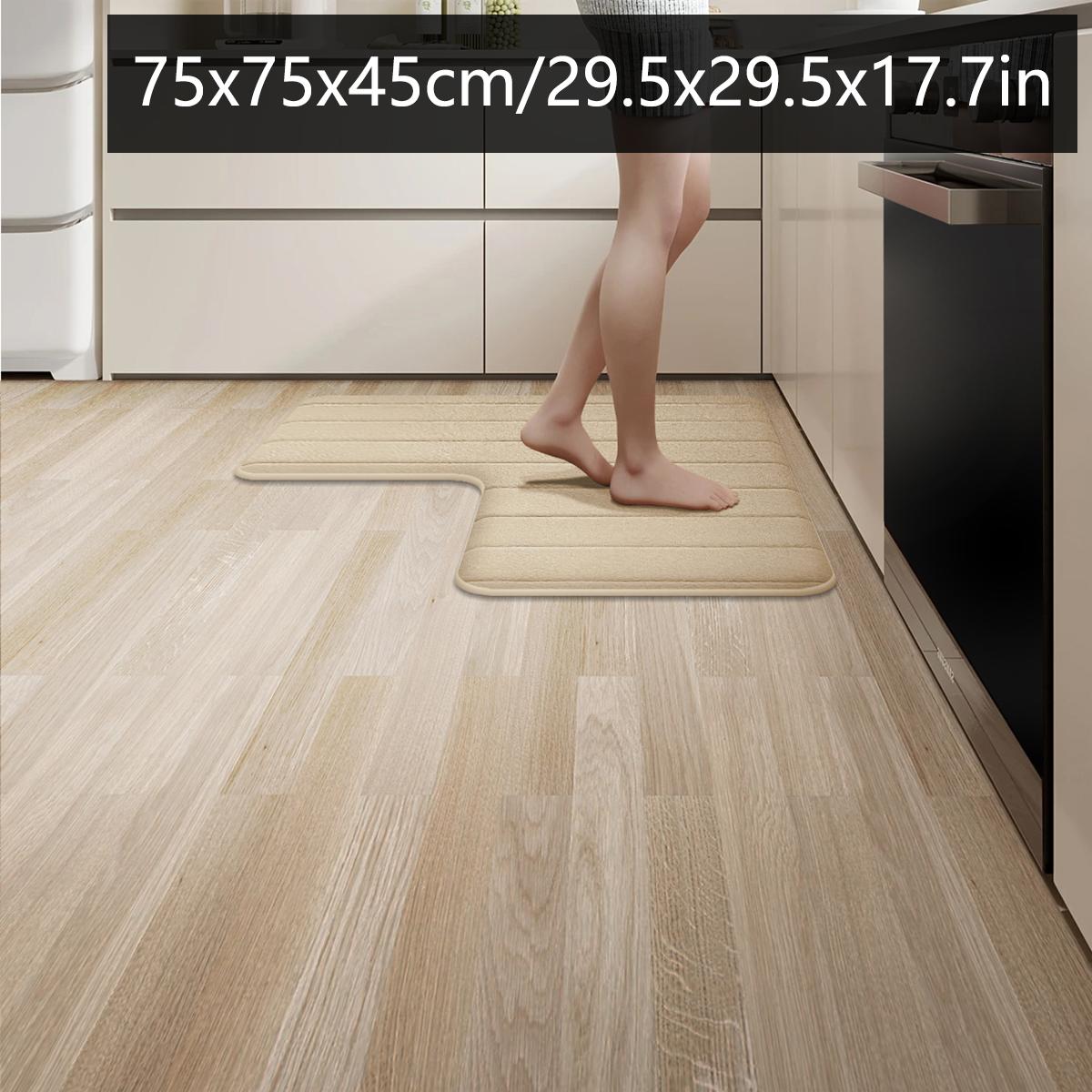 

Однотонный L-образный фланелевый кухонный ковер, ресторанный, большого размера, нескользящий коврик для пола, впитывающий коврик для двери, входной коврик