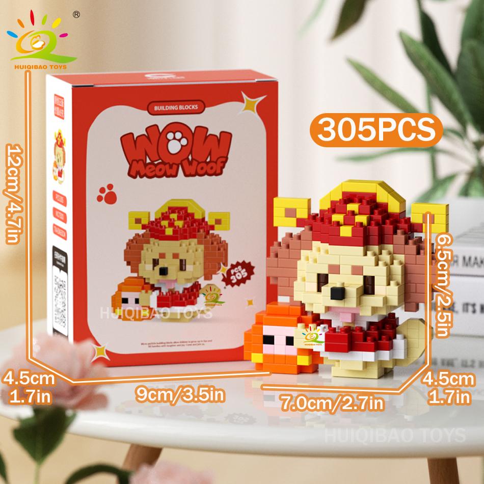 MINI Working Cat Pet Dog Micro Model Building Block Set Kids City Cartoon Animal Diamond Bricks Educational Toys Adult