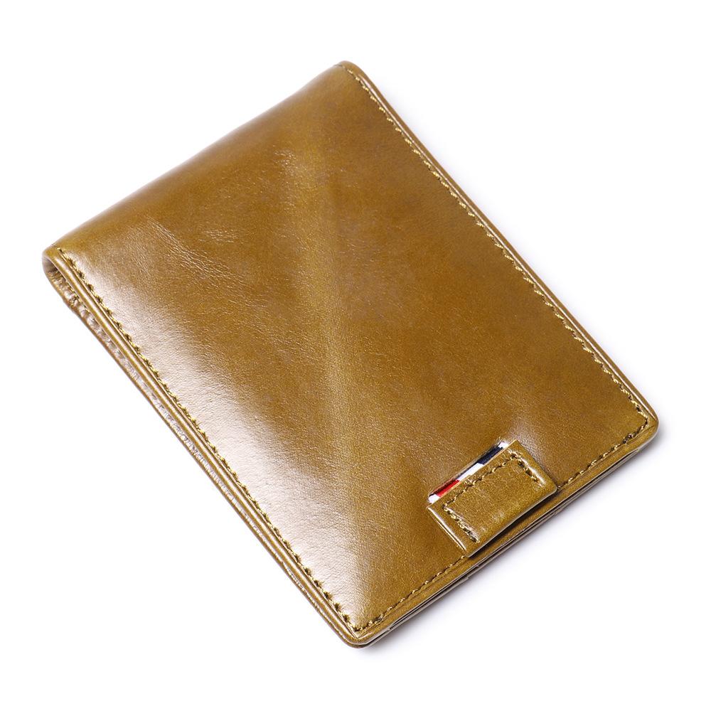 Кожаный зажим для долларов Масловощеная кожа Многокарточная карточница RFID Антимагнитная функция считывания Картхолдер