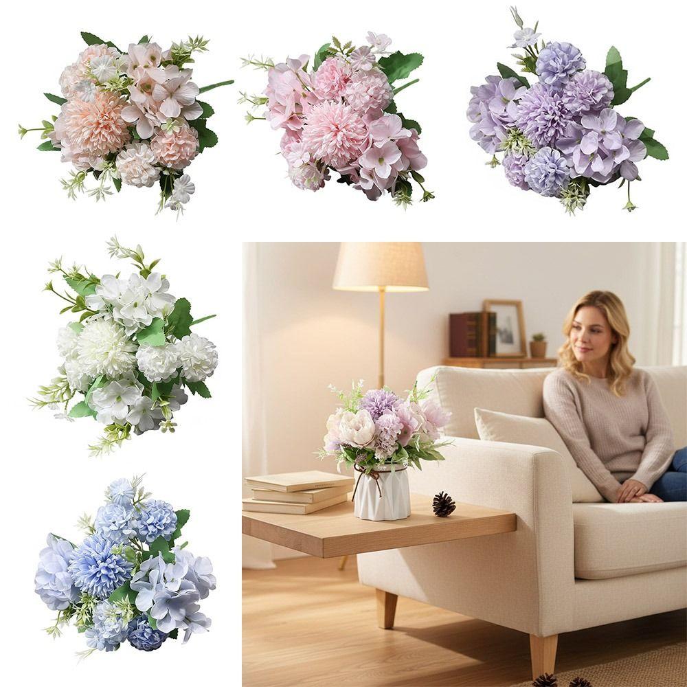 Multicolor Hydrangea Artificial Flowers 5 Forks Bridal Bouquet NEW Floral Arrangement Gift