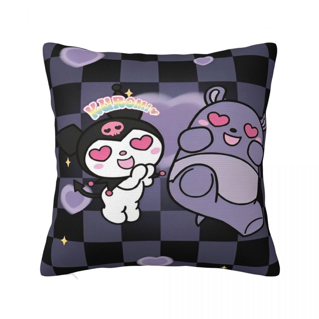 Black Kuromi Bat Skull Cartoon Square Pillow Cases Cushion Covers Funny Zippered Decor Pillowcase for Home 45x45cm