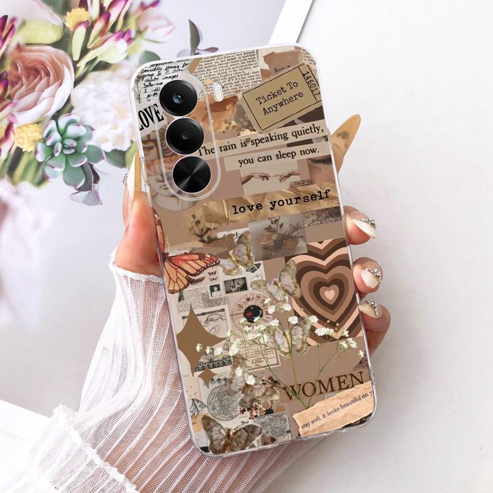 New Fashion Luxury Flower Butterfly Girly Painting Phone Case For Realme P4X RMX5108 Casing Soft Silicone Clear Back Cover