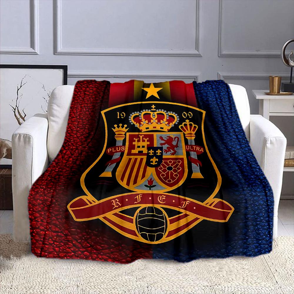 Spain Football Federation Emblem Patterned flannel blanket perfect for the bedroom living room, sofa, or a little nap