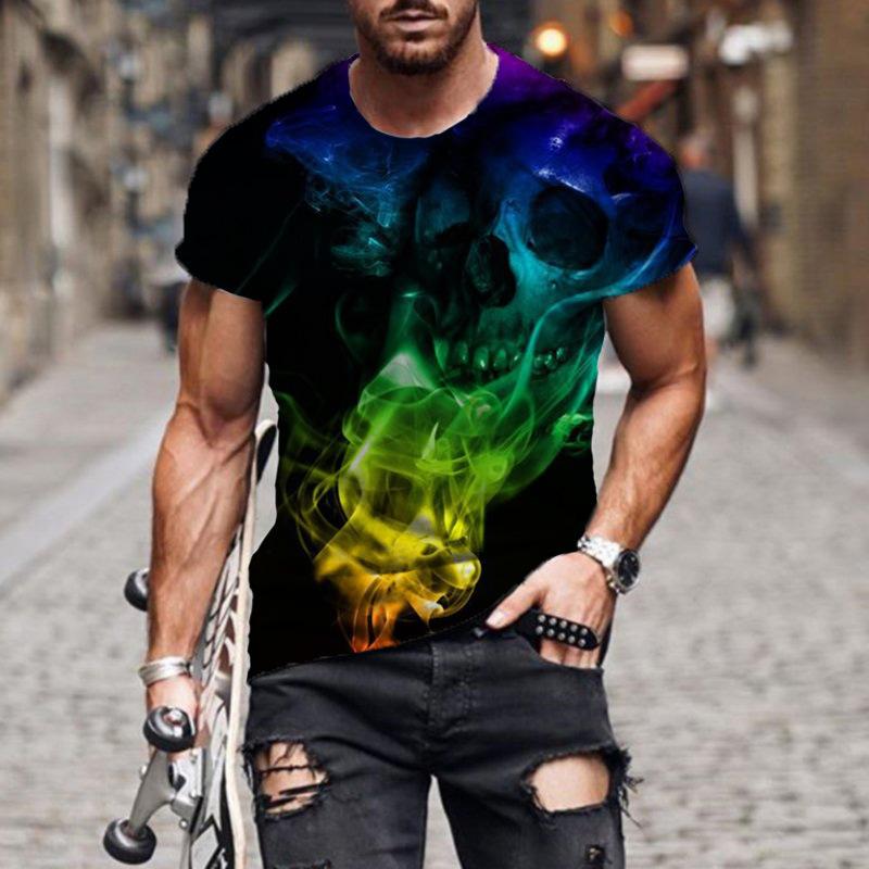 Personalized Skeleton 3D Printed T-shirt Fashion Trend Street Sports Short Sleeved Men's T-shirt