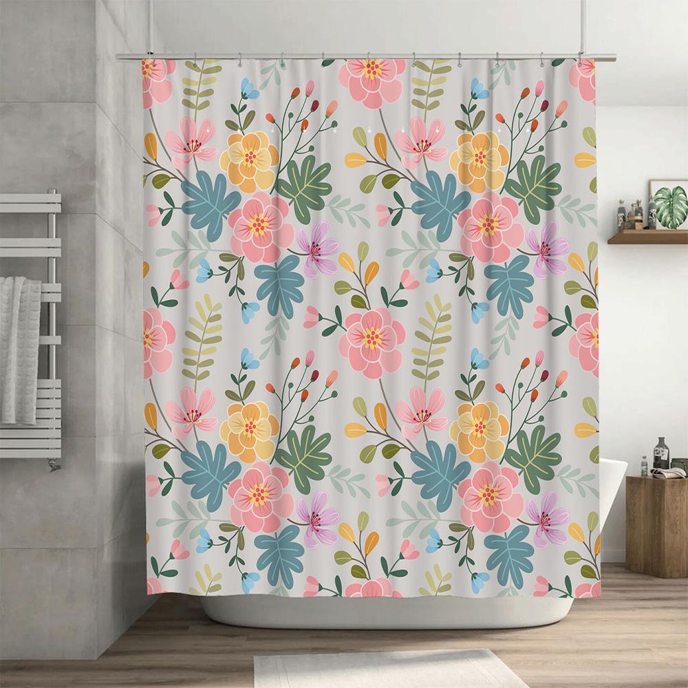 Vintage Pink Floral Shower Curtain Modern Bathroom Decor for Home Decoration