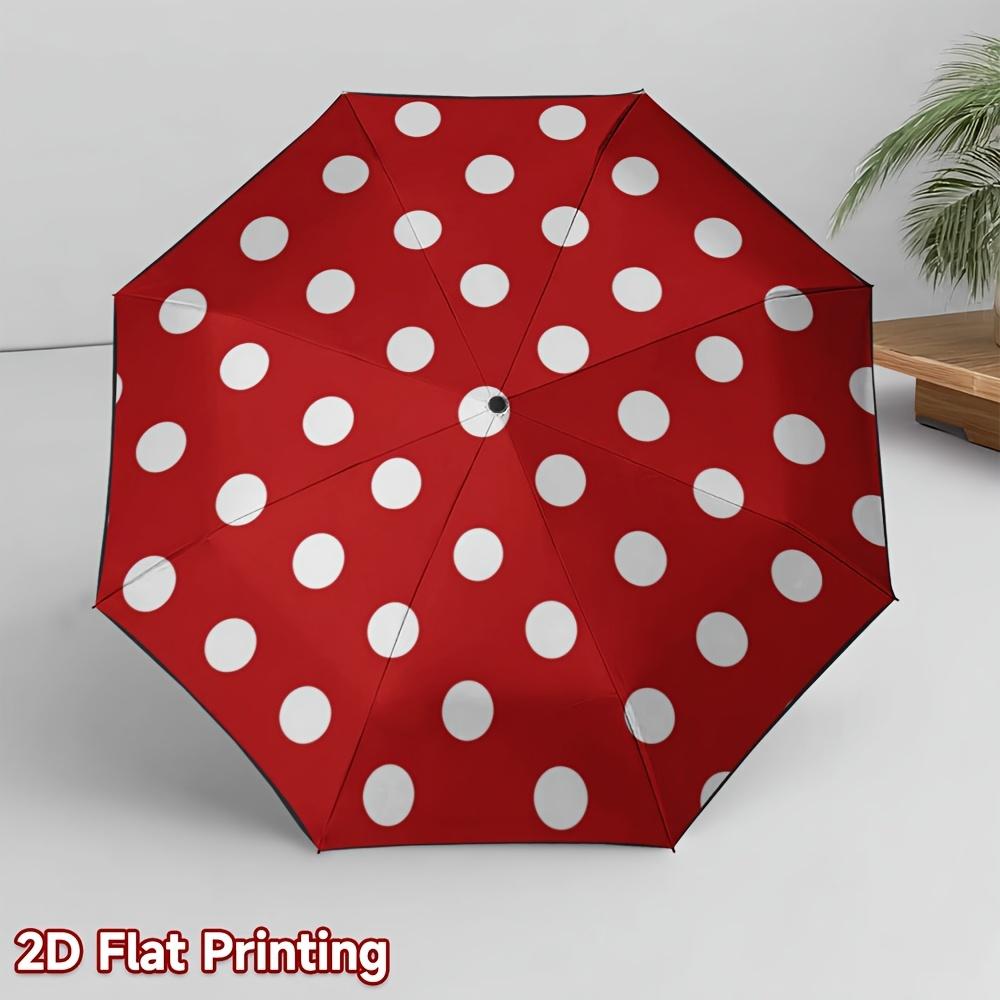 

1pc Automatic Open/Close Umbrella - Vintage Red & White Polka Dots, Compact Travel Umbrella with 8 Sturdy Iron Frames, Portabl (as the picture,Iron&8K)