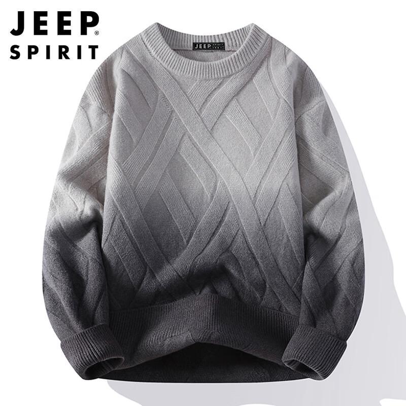 JEEP SPIRIT Men's Gradient Round Neck Sweater