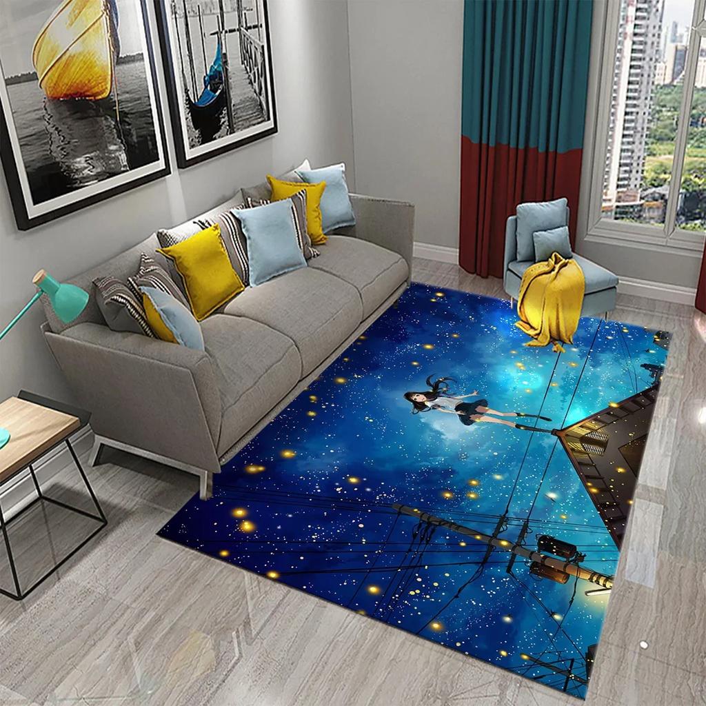 3D Roztomilý Kreslený Dívčí Koberec do Kuchyně Koupelny Vchod Protiskluzové Předložky Ložnice Obývací Pokoj Balkon Dekorace Koberce Koberce