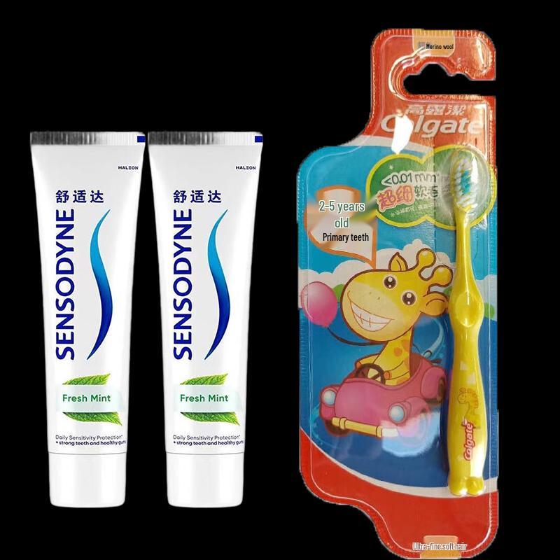 Sensodyne Fresh Mint Toothpaste 100g Twin Pack & Kids Toothbrush