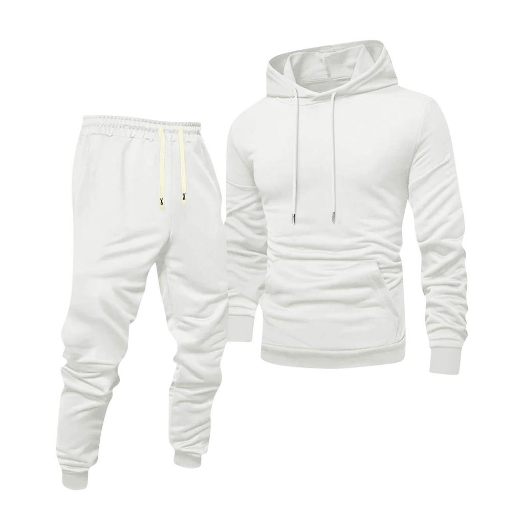 Men's Color Hooded Universal Versatile Hooded Sweatshirt Sweatpants Casual Sports Suit