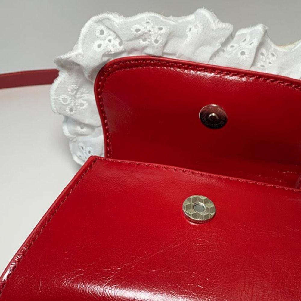 PU Leather Bow Coin Purses Ruffle Shoulder Bag Fashion Crossbody Wallet  Female