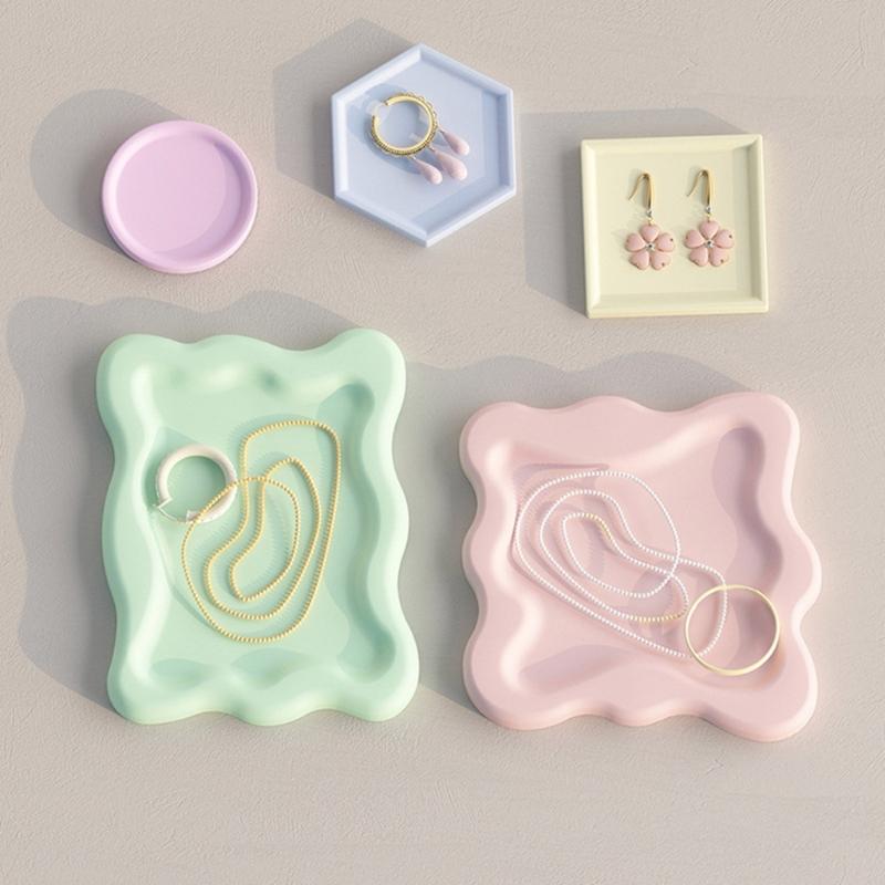 Storage Tray Plaster Silicone Mold DIY Jewelry Display Plate Epoxy Resin Mould Irregular Cloud Shape Cement Dish Making