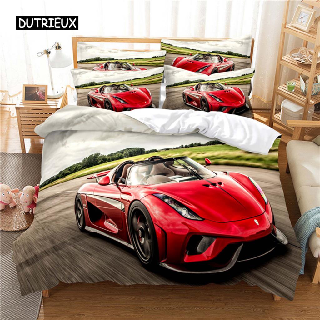 Roadster Sengetøysett Dynetrekksett 3d Sengetøy Digitaltrykk Sengetøy Queen Size Sengetøysett Motedesign
