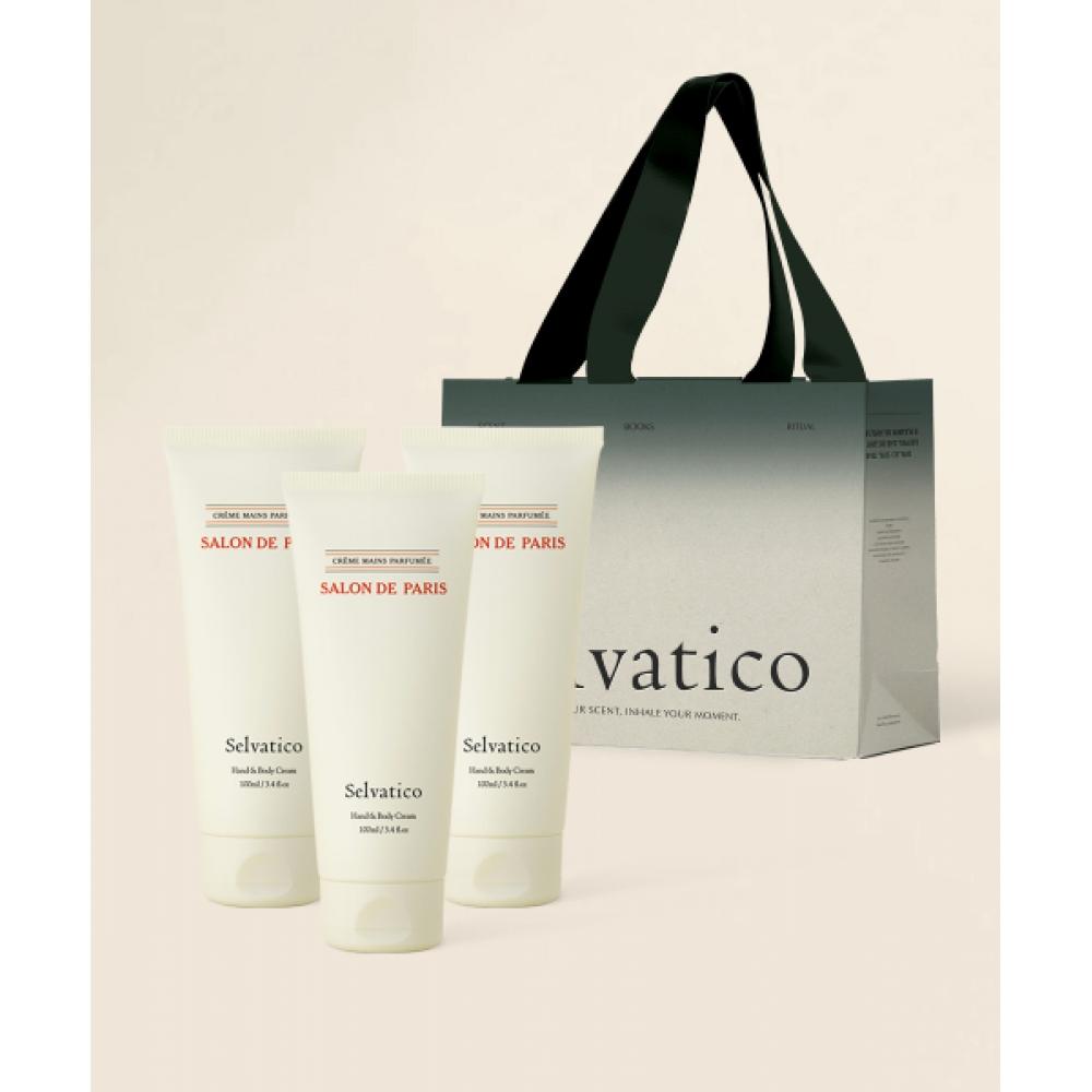 Selvatico Hand Body Cream 100ml+100ml+100ml Gift Shopping Bag Salon de Paris Hand and Body Cream 100mlx3