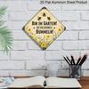 2D Flat Vintage Bee Garden Aluminum Sign, Funny German Slogan Rustic Wall Art with Rusty Edge, Hanging Decor for Garden Yard Patio Farm