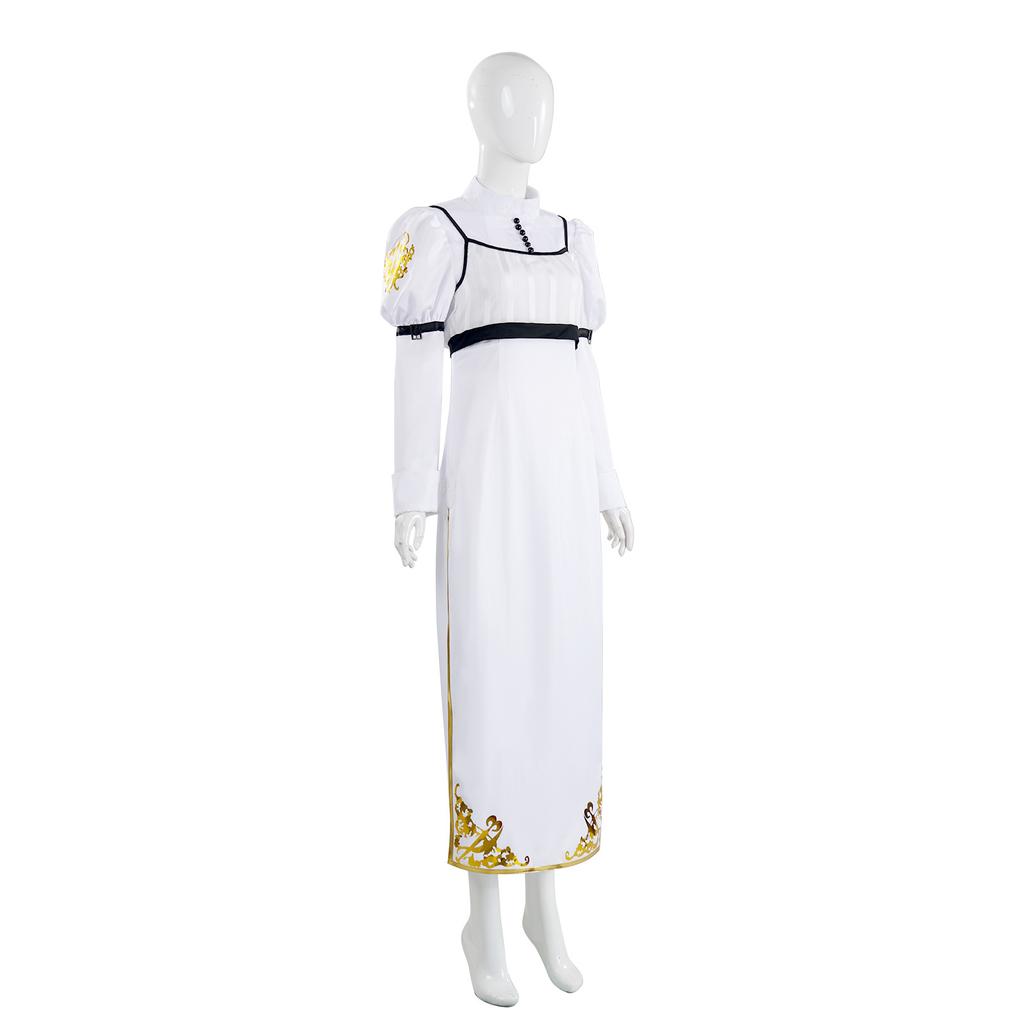 Devil May Cry Kyrie Elegant White Dress Cosplay Costume, Game Character Halloween Party & Stage Performance Outfit