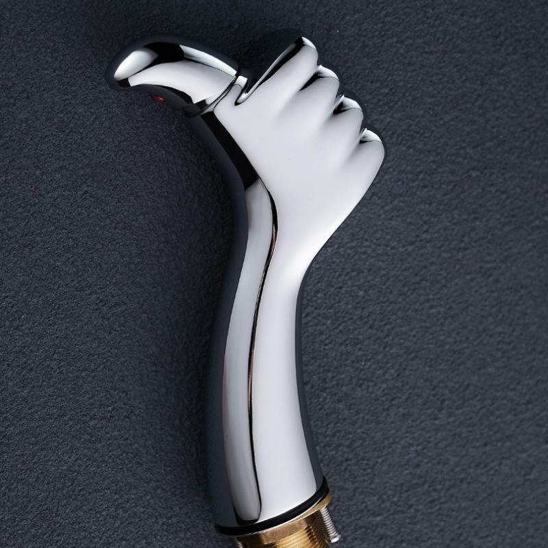 New Style Bathroom Basin Faucet Hot and Cold Water Thumb Faucet, Washbasin Mixers Taps, Universal Basin Faucet Black Chrome Gray