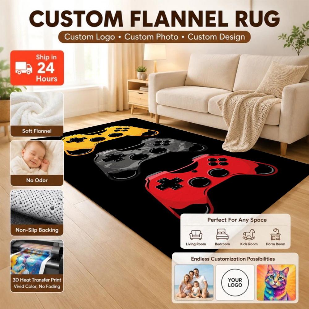 Colorful Game Controllers Patterned Rug Absorbent Nonslip Carpet For Bedroom Kitchen Bathroom Home Decor Halloween Gift