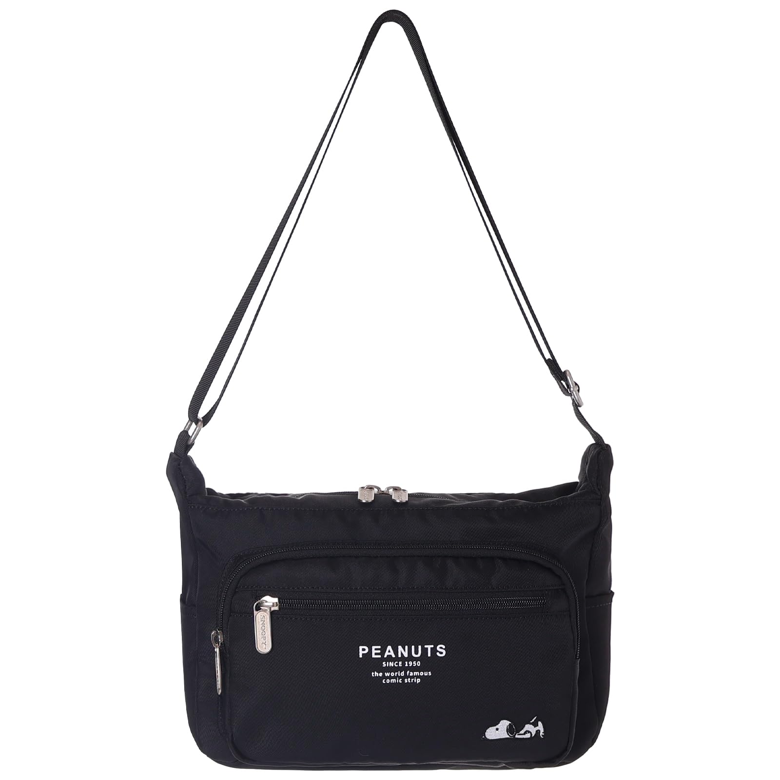 

SNOOPY Snoopy Shoulder 9 Pocket Embroidery Poly Simple Adult Vacation Travel [Axis] (Black)