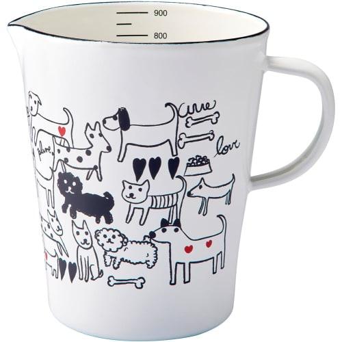Plune Enamel Measuring Cup, Large, Monotone Dog